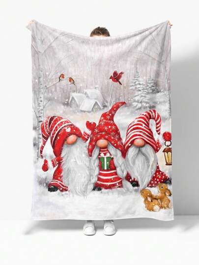 1 peça Cobertor de Flanela Macio e Confortável com Padrão de Neve, Adequado para Sofá, Cama, Sala de Estar, Viagem, Escritório, Cobertura para Cochilo, Ar-Condicionado, Colcha, Camping, Decoração de Parede, Presente Ideal para Meninos, Meninas, Feriado