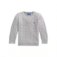 Ralph Lauren Polo  | Jersey de cuello redondo con trenzado para bebé niña - Gris brezo - Ver 1