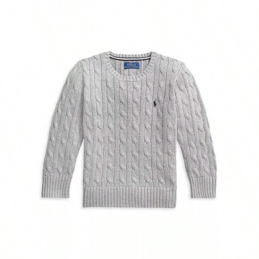 Ralph Lauren Polo | Jersey de cuello redondo con trenzado para bebé niña - Gris brezo - Ver 1