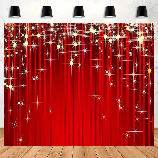 1 pièce Fond de photographie Venus rouge étincelante, fond de drapeau Venus rouge, fond de Noël rouge, décoration murale pour mariage, anniversaire, fête de Noël