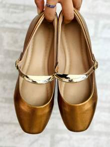 Soft Comfort Dolls Slippers With Half Moon Decoration - From 33 To 44 / Special Sizes - Đồng - Xem 2