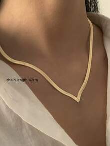 1pc Minimalist Chic V-Shaped Blade Chain Stainless Steel Necklace For Women, Fashion Essential