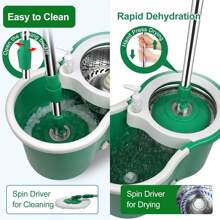 Spin Mop And Bucket With Wringer Set, 360° Mop And Bucket System With 3 Microfiber Mop Refills And 61" Extended Handle For Floor Cleaning