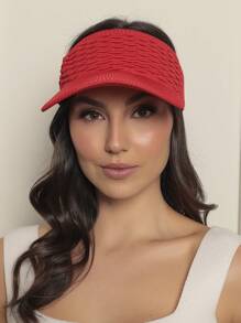 Women Modal Visor Hat Solid Casual Outdoor Visor Hat Summer 2023 Beach Hiking Cycling - 紅色 - 查看 1
