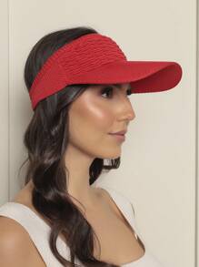 Women Modal Visor Hat Solid Casual Outdoor Visor Hat Summer 2023 Beach Hiking Cycling - 紅色 - 查看 3