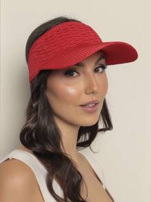 Women Modal Visor Hat Solid Casual Outdoor Visor Hat Summer 2023 Beach Hiking Cycling - 紅色 - 查看 4