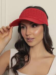 Women Modal Visor Hat Solid Casual Outdoor Visor Hat Summer 2023 Beach Hiking Cycling - 紅色 - 查看 2