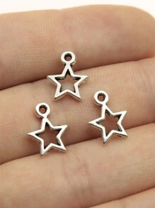 40 个/包 13x10 毫米空心星形吊饰，适用于 DIY 耳环、项链、手链、钥匙扣制作 DIY 珠宝制作