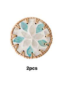 1pc Woven Seashell Coaster, Southeast Asian Style Heat-Insulating Coaster For Tea Table And Anti-Scald Shell Mat - Multicolor - View 20
