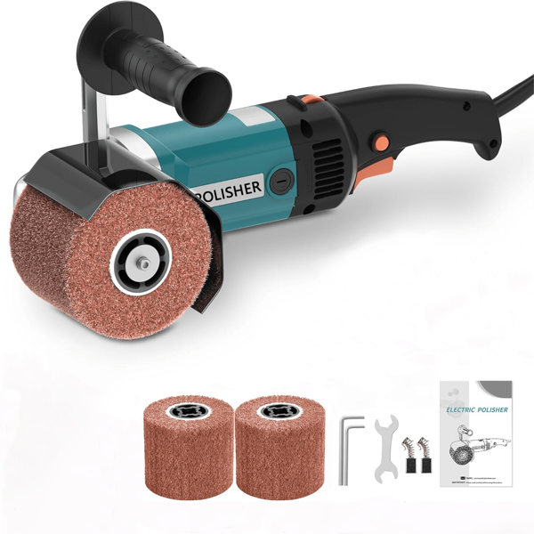 Powerful 1400W Burnishing Polishing Machine, 110V Electric Sander With Adjustable 6-Speed Control (500-3000 RPM) – Ideal For Metal, Stainless Steel, Wood – Includes 2 Polishing Wheels