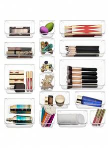 7pcs/11pcs/18pcs Set, Transparent Storage Organizer Box, 4 Different Size Trays, Multi-Purpose, For Storing Cosmetics, Small Tools, Tableware, Ideal For Vanity Table, Kitchen, Office Drawers Back To School - Clear - View 7