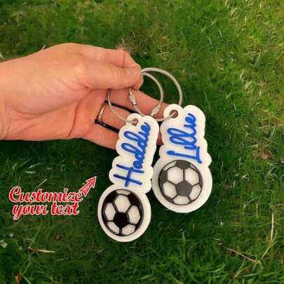 1pc Custom Sports Ball Keychain With Personalized Name, SoccerVolleyball Keyring, Bag Charm, Unique Gift For Sports Enthusiasts, Perfect For Mother's Day, Father's Day, Valentine's Day Acrylie
