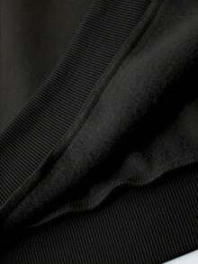 Unisex Round Neck Sweatshirt Basic Cold Weather Blouse Crew Neck Women's Men's Flannel Cotton Coat - 黑色 - 查看 3