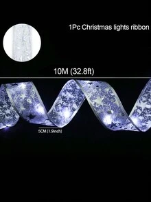 1 peça/2 peças Luzes de Natal com 10 m e 2 peças com 5 m de comprimento, Fita prateada com luz LED fria, Decorações de Natal 2024 e Suprimentos para Decoração de Árvore de Natal, Festas de Ano Novo em Casa e Sala, Decoração Ambiente DIY (Baterias não inclusas) - luz fria - Visão 12