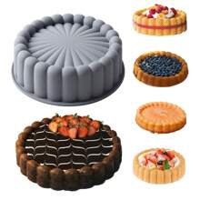 1 件硅胶圆形蛋糕模具，向日葵形状烤箱模具，耐高温且易脱模，厨房配件，蛋糕和糕点准备 - 灰色 - 查看 12