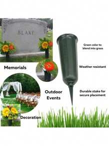 2/1PC Cemetery Vase With Spikes Plastic Floral Vase Holder For Gravestone Grave Yard Ground Outdoor Flower Marker Decorations