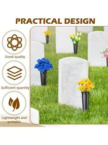 2/1PC Cemetery Vase With Spikes Plastic Floral Vase Holder For Gravestone Grave Yard Ground Outdoor Flower Marker Decorations
