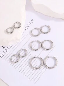 10 pezzi Orecchini rotondi semplici ed eleganti in acciaio inossidabile, adatti per una data come regalo per la tua ragazza