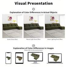 [VIDEO Provided][New]120*61" Oversized Deep Seat Sectional Sofa With Reversible Chaise, Loop Yarn Fabric 5-Seat Armless Indoor Furniture, Convertible L-Shaped Couch For Living Room, Apartment, 3 Colors