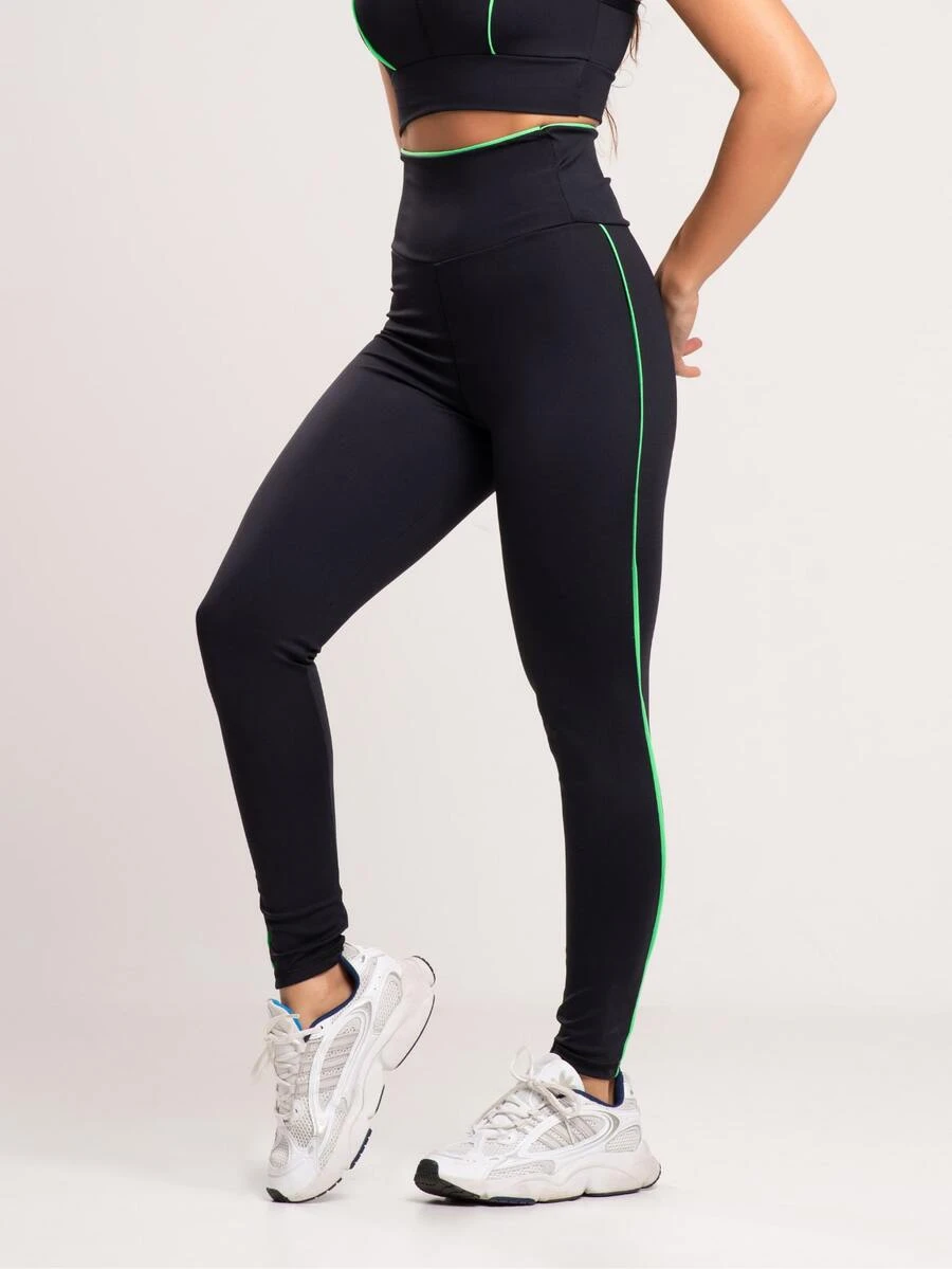 Women's Polyamide Leggings With UV50+ Protection And Zero Transparency With Anatomical Waistband - 綠色 - 查看 1