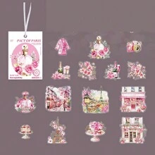 30 piezas/set (15 diseños, 2 piezas cada 1) Pegatinas con tema de viaje a París - Multicolor - Ver 10