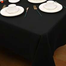 REWOMC 6 Pack Polyester Tablecloth 60 X 102 Inch Polyester Table Cloth For 6 Foot Rectangle Tables, Stain And Wrinkle Resistant Washable Table Cover For Kitchen Wedding Banquet Restaurant Party Multiple Colors,Weddings Graduation Season Outdoor Events Entertain Guests - 黑色 - 查看 8