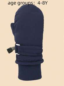 1pair Children Winter Warm Solid Color Thick Gloves - Multicolor - View 6