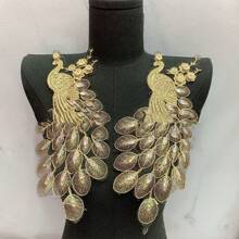 Juego de parches bordados con lentejuelas con patrón de pavo real y brillo chispeante para decoración de ropa - 1 pieza - Multicolor - Ver 3