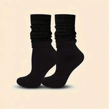 3 Pairs Solid Simple Socks, Soft & Comfy Slouchy Mid-Calf Socks, Women's Socks - Multicolor - View 6