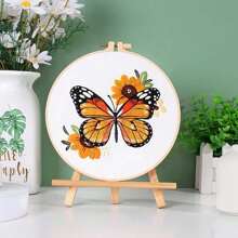 1 套莊周蝴蝶夢刺繡壁掛/桌布裝飾 Diy 刺繡材料包,帶繡圈、穿線器和顏色隨機纏繞板 - 彩色 - 查看 13