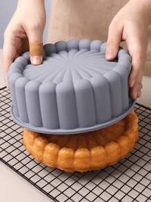 1 件硅胶圆形蛋糕模具，向日葵形状烤箱模具，耐高温且易脱模，厨房配件，蛋糕和糕点准备 - 灰色 - 查看 8