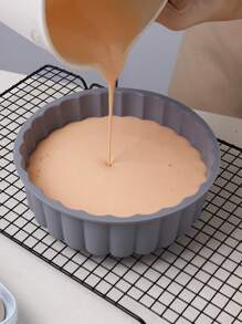 1 件硅胶圆形蛋糕模具，向日葵形状烤箱模具，耐高温且易脱模，厨房配件，蛋糕和糕点准备 - 灰色 - 查看 5