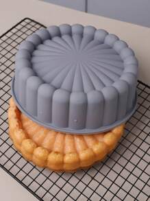 1 件硅胶圆形蛋糕模具，向日葵形状烤箱模具，耐高温且易脱模，厨房配件，蛋糕和糕点准备 - 灰色 - 查看 7