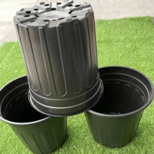 60 个 1 加仑柔性花卉植物育苗盆，加厚软塑料种子启动容器，适用于多肉植物、幼苗、芽苗、移栽（黑色） - 彩色 - 查看 3
