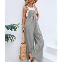 Women's Long Loose Jumpsuit Pantalona Social Fashion - 藏蓝色 - 查看 4