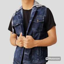 Chaleco mezclilla para caballero - Azul Marino - Ver 3