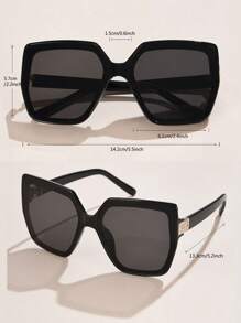 1pc Women's Fashion Oversized Square Gradient Rhinestone Decorated Glasses, Outdoor, Travel, Party Eyewear Beach Accessories For Women Glasses Shades Basics Fall Winter Women Outfits Clothes Business Casual Gifts For Summer Beach Vacation,Outdoor,Travel - Black - View 5