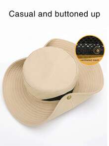 1 pieza Sombrero para hombre para exteriores con protección UV, malla transpirable, disipación de calor, tela impermeable de secado rápido, cordón ajustable con botón, para pesca, montañismo y pescador - A - Ver 8