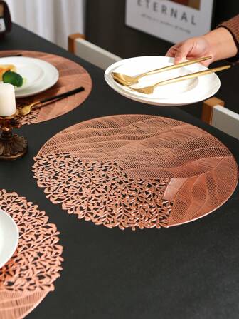 1/4/6Placemats PVC Place Mats For Kitchen Table Indoor/Outdoor Washable Heat-Resistant Placemat Wipeable Dining Table Mats For Camping, Festival, Wedding, Party