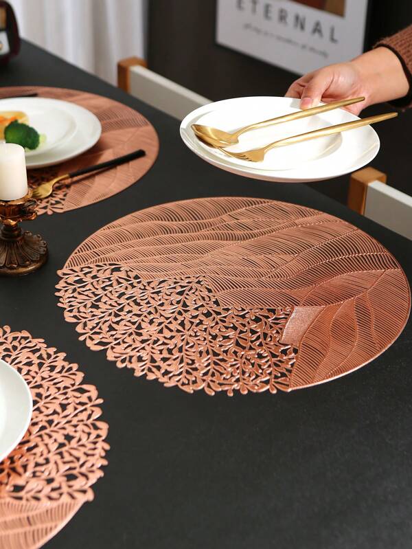 1/4/6Placemats PVC Place Mats For Kitchen Table Indoor/Outdoor Washable Heat-Resistant Placemat Wipeable Dining Table Mats For Camping, Festival, Wedding, Party