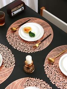 1/4/6 Individuales de PVC para mesa de cocina interior/exterior, lavables, resistentes al calor, limpios, individuales para mesa de comedor para camping, festival, boda, fiesta - Oro rosa - Ver 2