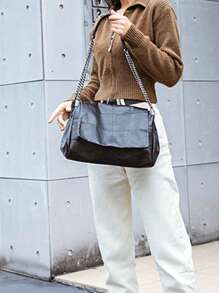 Bolso de mano grande con cadena, bolso de hombro tipo mensajero encerado, nueva moda de otoño e invierno para mujer