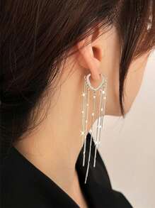 1pair Luxury Chain Metal Tassel Drop Earrings For Women Wedding Dresses Jewelry Valentine's Day Gift Elegant Party Halloween