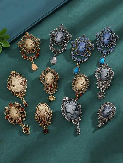 1ชิ้น เข็มกลัดรูปหัวผู้หญิงสง่างามสไตล์วินเทจ, เครื่องประดับชุดเดรสแฟชั่นสำหรับผู้หญิง, เหมาะสำหรับงานปาร์ตี้ &amp; เครื่องประดับชุดแต่งงาน เข็มกลัดสำหรับเสื้อผ้า กระเป๋าเป้สะพายหลังสำหรับอุปกรณ์สำนักงานโรงเรียน เสื้อเชิ้ต แจ็คเก็ต เครื่องประดับ คริสต์มาส ฮาโลวีน เข็มกลัดเสื้อผ้า ของขวัญครูน่ารักตลก เครื่องประดับเครื่องแต่งกาย เสน่ห์กระเป๋า