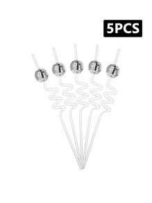 1/5/10/20pcs Reusable Plastic Disco Ball Straws, Suitable For Weddings, Parties, Birthdays Gifts,Kitchen,Christmas Gift