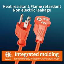 1-Piece 50-Foot 16/3 SJTW Heavy Duty Outdoor Extension Cord, Waterproof, Weatherproof, Kink-Resistant, Flame Retardant, 3-Prong Grounded Plug Safe, Flexible Power Supply, Easy Storage, Meet All Your Outdoor Needs - trái cam - Xem 3