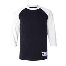 Chamn | Chamn Three-Quarter Raglan Sleeve Baseb T-Shirt - Black/ White - View 1