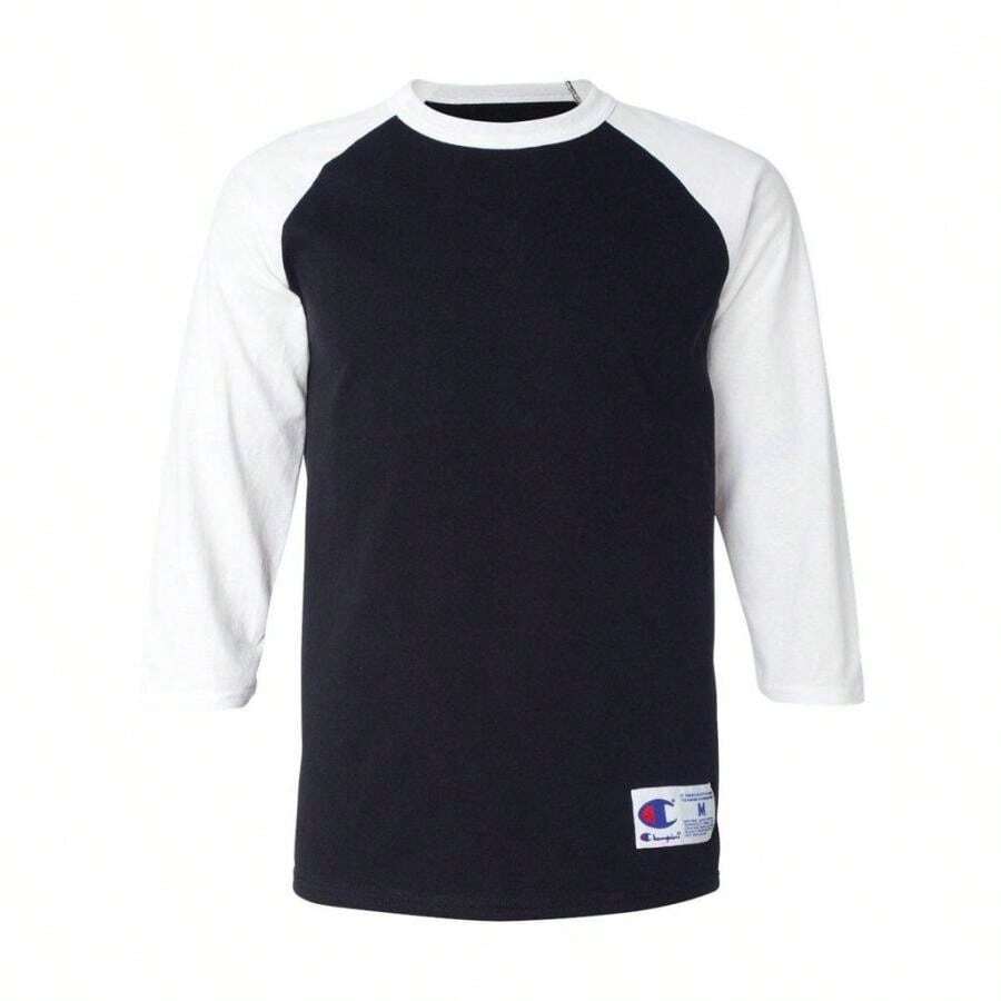 Chamn | Chamn Three-Quarter Raglan Sleeve Baseb T-Shirt - Black/ White - View 1