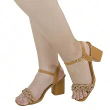 Women's Social Rhinestone Sandals Thick High Heel Casual Party Naty - Lạc đà - Xem 3