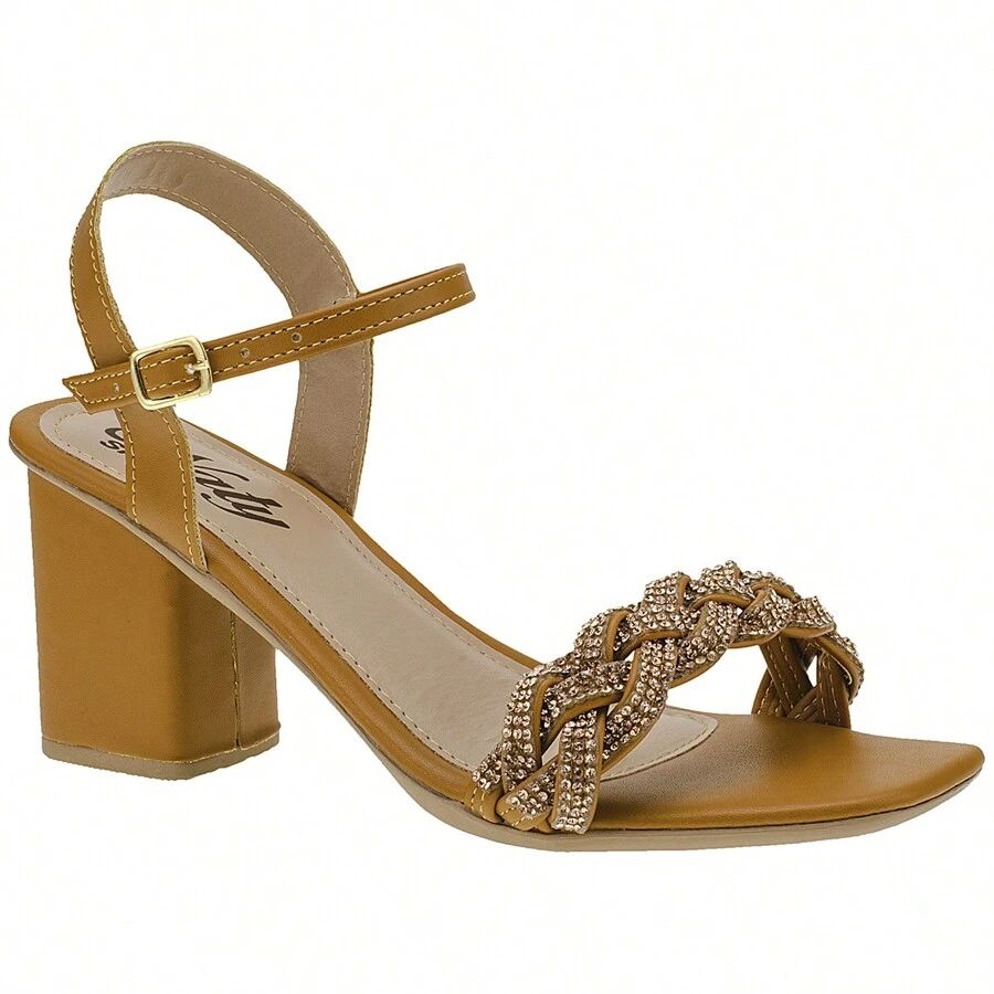 Women's Social Rhinestone Sandals Thick High Heel Casual Party Naty - Lạc đà - Xem 1